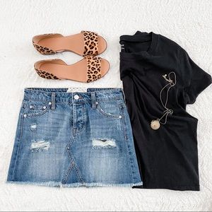 Altar’d State Distressed Mini Denim Jean Skirt XS